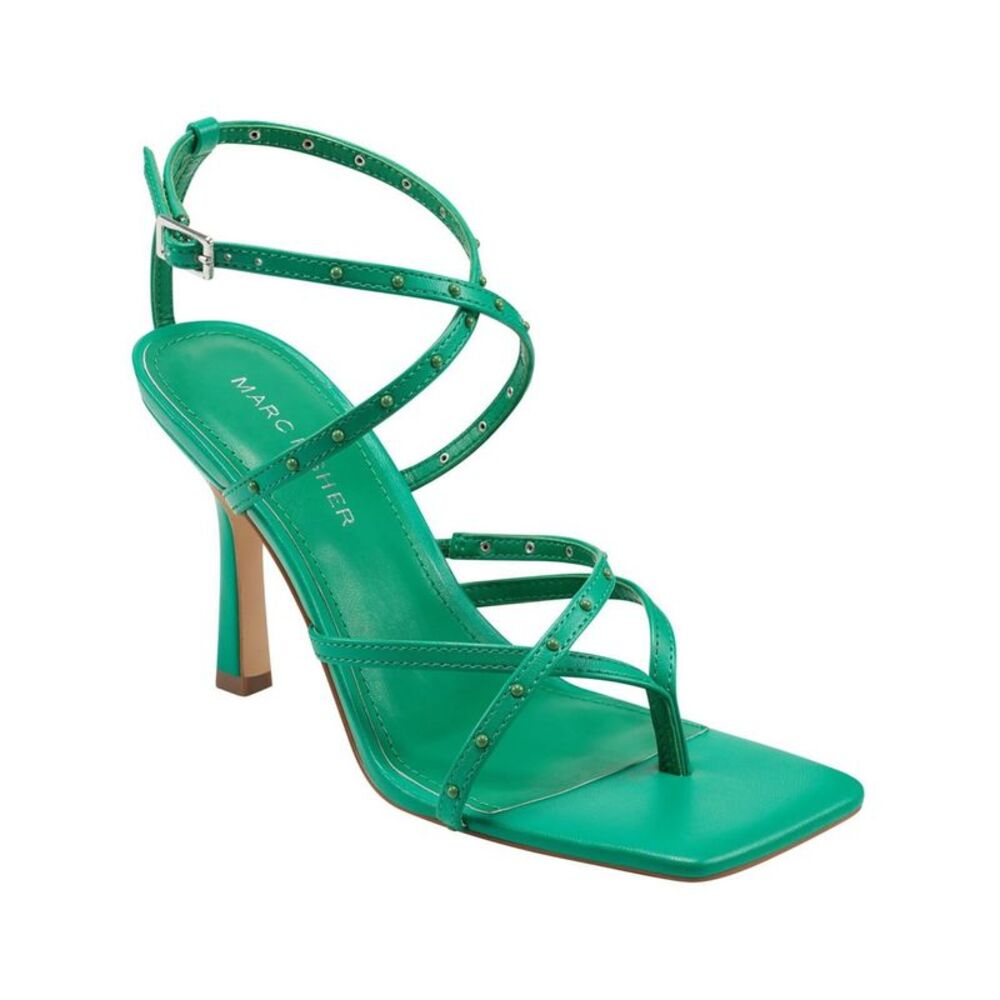 NWT MARC FISHER Womens Green Strappy Padded Adjustable Studded Bossi 6.5 M